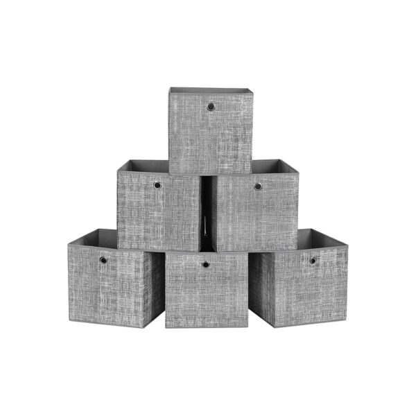 Caixas de armazenamento dobráveis ​​SONGMICS, conjunto de 6 cubos de armazenamento de tecido não tecido, 30 x 30 x 30 cm, caixas organizadoras de roupas de brinquedo, cinza RFB02LG-3 - Image 6