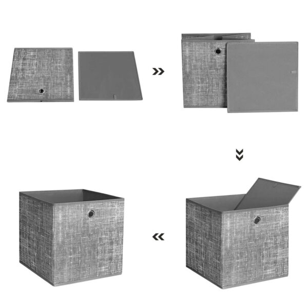 Caixas de armazenamento dobráveis ​​SONGMICS, conjunto de 6 cubos de armazenamento de tecido não tecido, 30 x 30 x 30 cm, caixas organizadoras de roupas de brinquedo, cinza RFB02LG-3 - Image 5