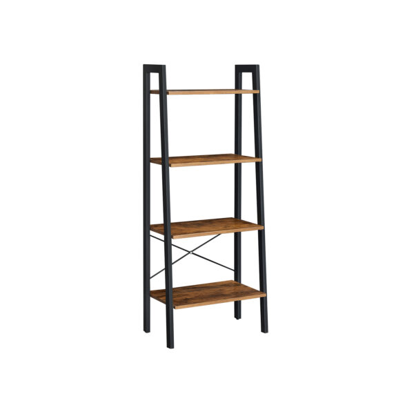 Prateleira de escada VASAGLE, estante de livros, rack de armazenamento industrial de 4 camadas para sala de estar, quarto, cozinha, marrom rústico e preto LLS44X - Image 3