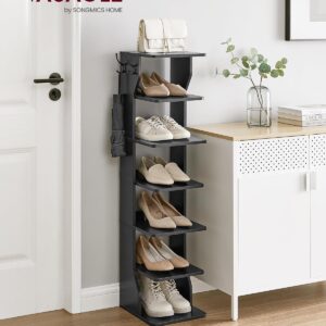 Slim Shoe Rack, organizador estreito para armazenamento de sapatos, suporte para sapatos de 6 camadas, para espaços pequenos, corredor, vestiário, preto