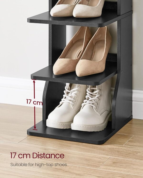 Slim Shoe Rack, organizador estreito para armazenamento de sapatos, suporte para sapatos de 6 camadas, para espaços pequenos, corredor, vestiário, preto - Image 7