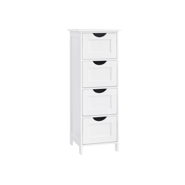 VASAGLE LHC40W, Móvel de casa de banho com 4 gavetas, cómoda, 30 x 30 x 82 cm, para sala de estar, cozinha e corredor, economizador de espaço, branco - Image 6