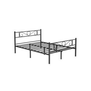 Cama de casal Estrutura de cama de metal, serve para colchão de 140 x 190 cm, para adultos, crianças, sem necessidade de molas, montagem simples, para espaços pequenos, preto RMB063B01