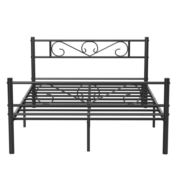 Cama de casal Estrutura de cama de metal, serve para colchão de 140 x 190 cm, para adultos, crianças, sem necessidade de molas, montagem simples, para espaços pequenos, preto RMB063B01 - Image 3