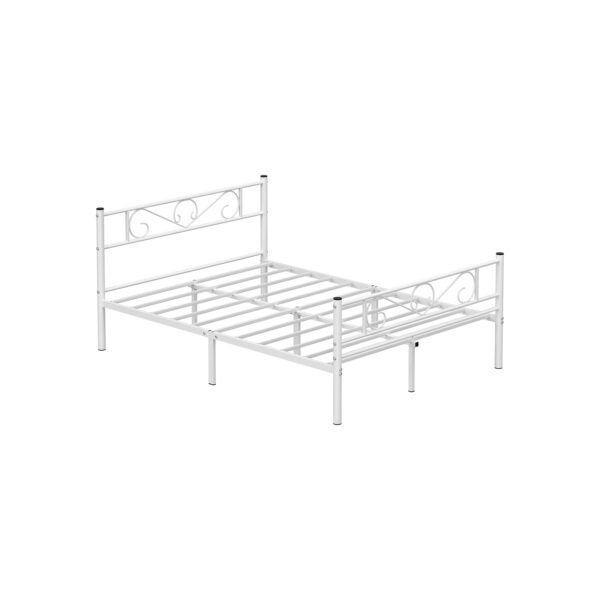 Estrutura de cama de casal Estrutura de cama de metal para colchão de 140 x 190 cm, cama de hóspedes, adultos, crianças, fácil montagem, espaços pequenos, branco - Image 8