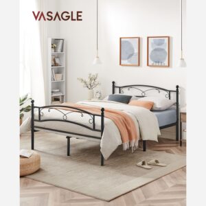 Cama de casal Estrutura de cama de metal para colchão de 140 x 190 cm Cama de hóspedes Fácil montagem Preto RMB073B01