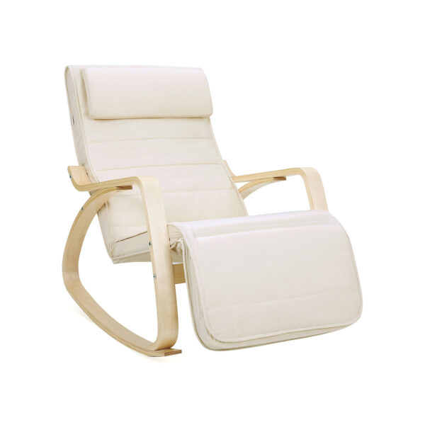 Cadeira de balanço relaxante Sunlounger com apoio para os pés ajustável Carga máxima: 150 kg Bege LYY10M - Image 5