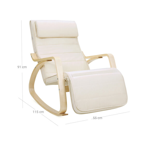 Cadeira de balanço relaxante Sunlounger com apoio para os pés ajustável Carga máxima: 150 kg Bege LYY10M - Image 6