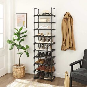 Sapateira, Organizador de sapatos de metal com 10 níveis, Design personalizável, Estrutura de metal, Prateleira que economiza espaço, para vestiário, Corredor, 30 x 45 x 174 cm, Preto LSA25BK