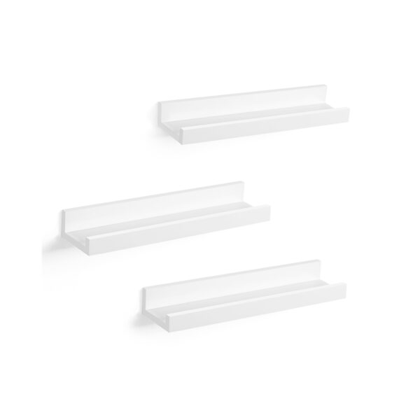 Prateleira de parede 3 Conjunto Prateleiras flutuantes Borda para molduras e livros, 38 x 10 cm, MDF Branco LWS38WT - Image 4